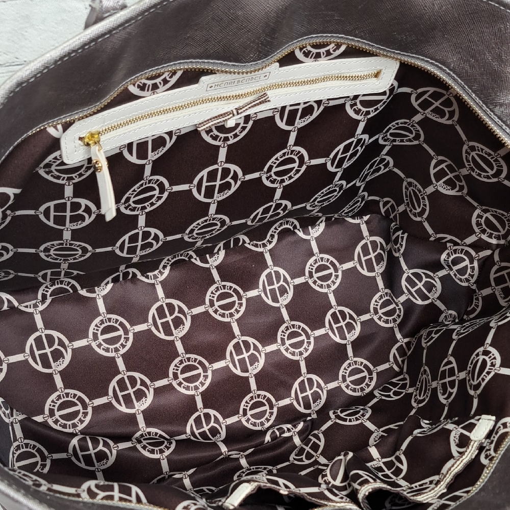 HENRI BENDEL LARGE 'METALLIC' LEATHER TOTE BAG STUDDED SIDES - Picture 5 of 16
